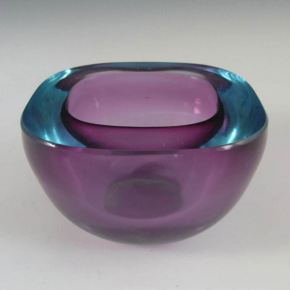 (image for) Murano Geode Purple & Turquoise Sommerso Glass Square Bowl - Click Image to Close