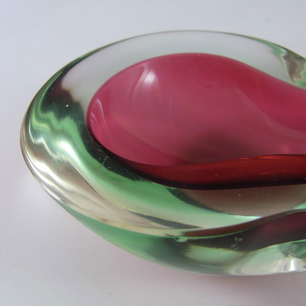 Murano Geode Pink & Turquoise Sommerso Glass Teardrop Bowl - Click Image to Close