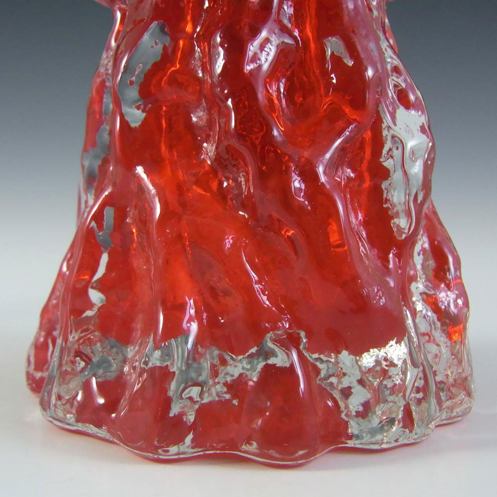 Ingrid/Ingridglas 1970's Red Glass Bark Textured Vase - Click Image to Close
