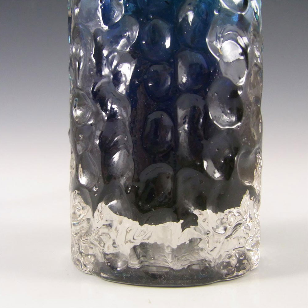(image for) Tajima Japanese "Best Art Glass" Textured Bark Blue Glass Vase - Click Image to Close