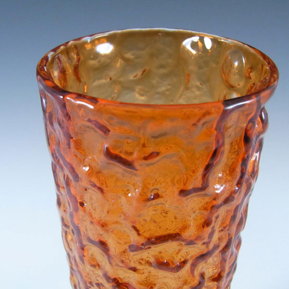 (image for) Tajima Japanese "Best Art Glass" Textured Bark Red Glass Vase - Click Image to Close