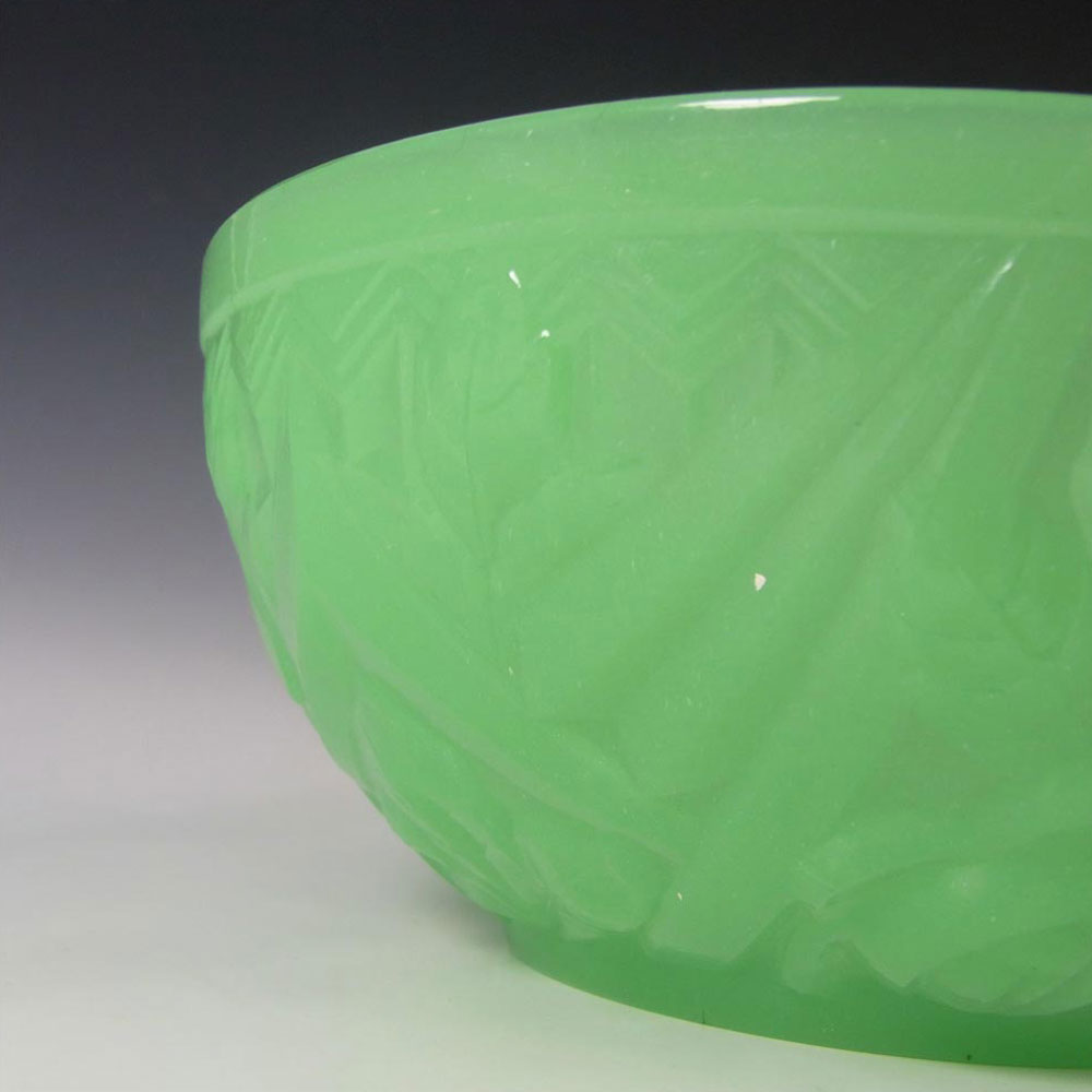 (image for) Jobling #8000 Art Deco Uranium Jade Green Glass Tudor Rose Bowl - Click Image to Close