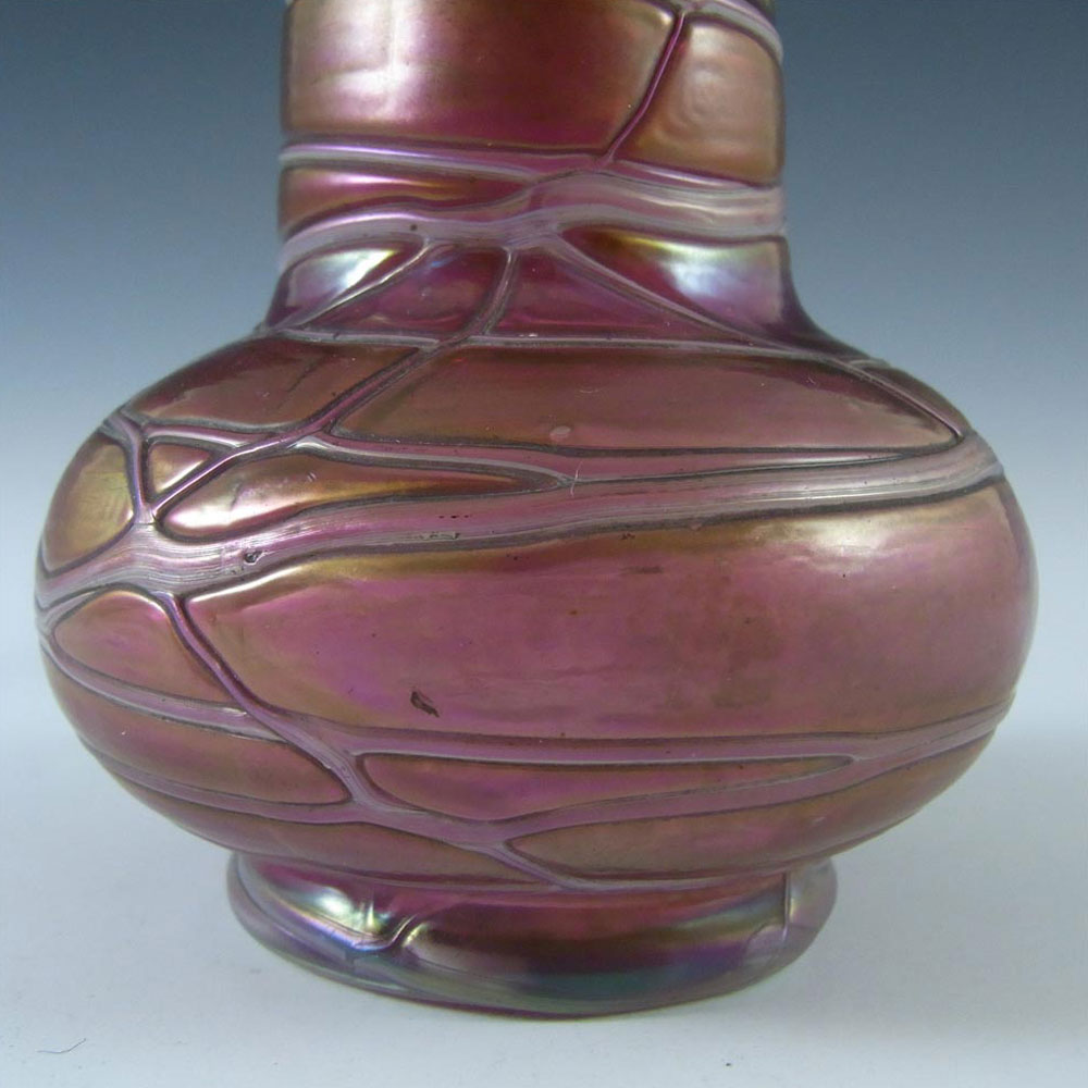 (image for) Kralik Art Nouveau Iridescent Veined Glass & Silver Vase - Click Image to Close