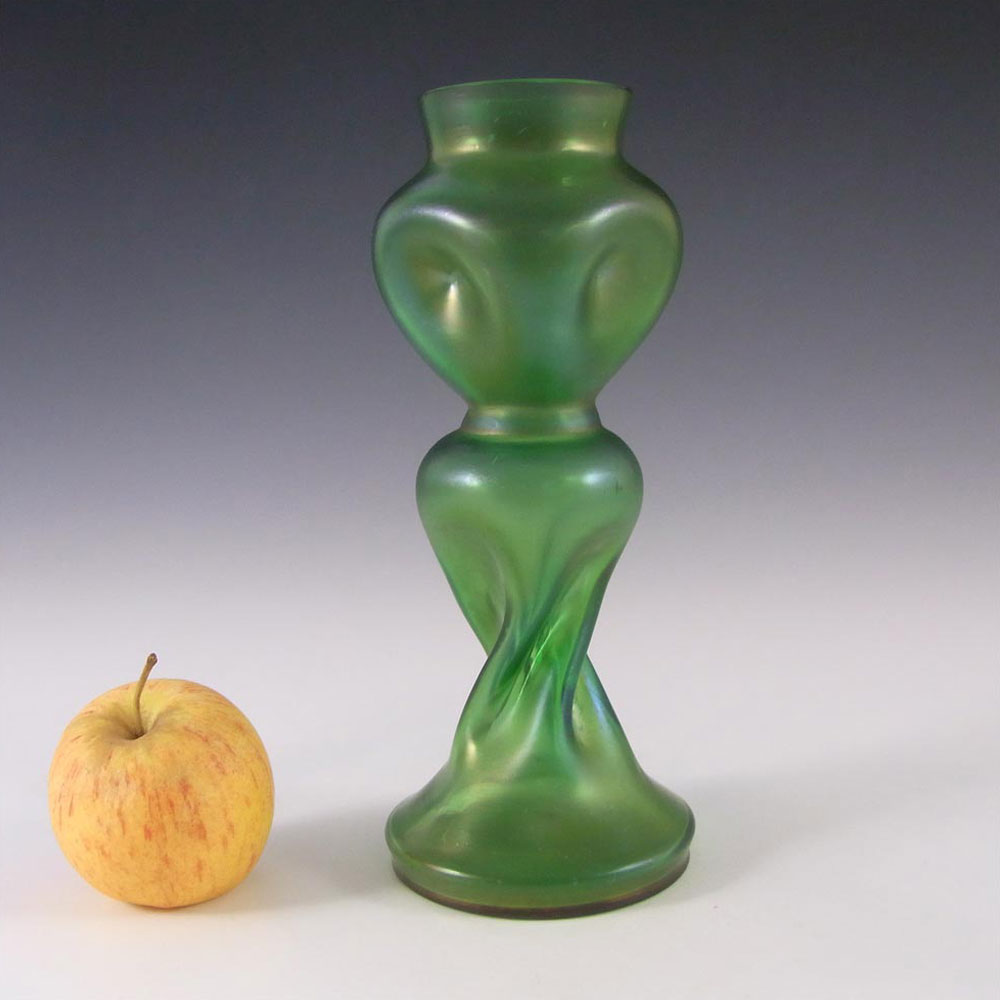 (image for) Welz Art Nouveau Bohemian Iridescent Green Glass Vase - Click Image to Close