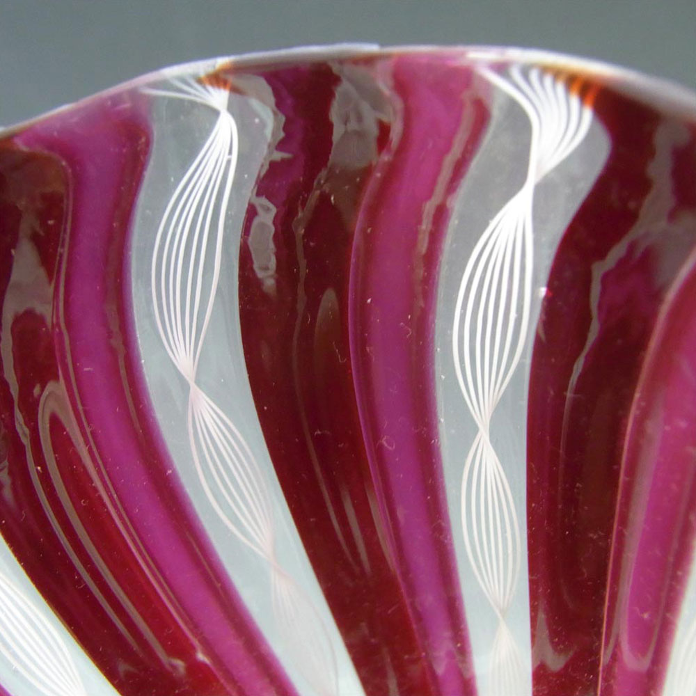 (image for) Murano Zanfirico Filigree Red & White Glass Tumbler / Vase - Click Image to Close