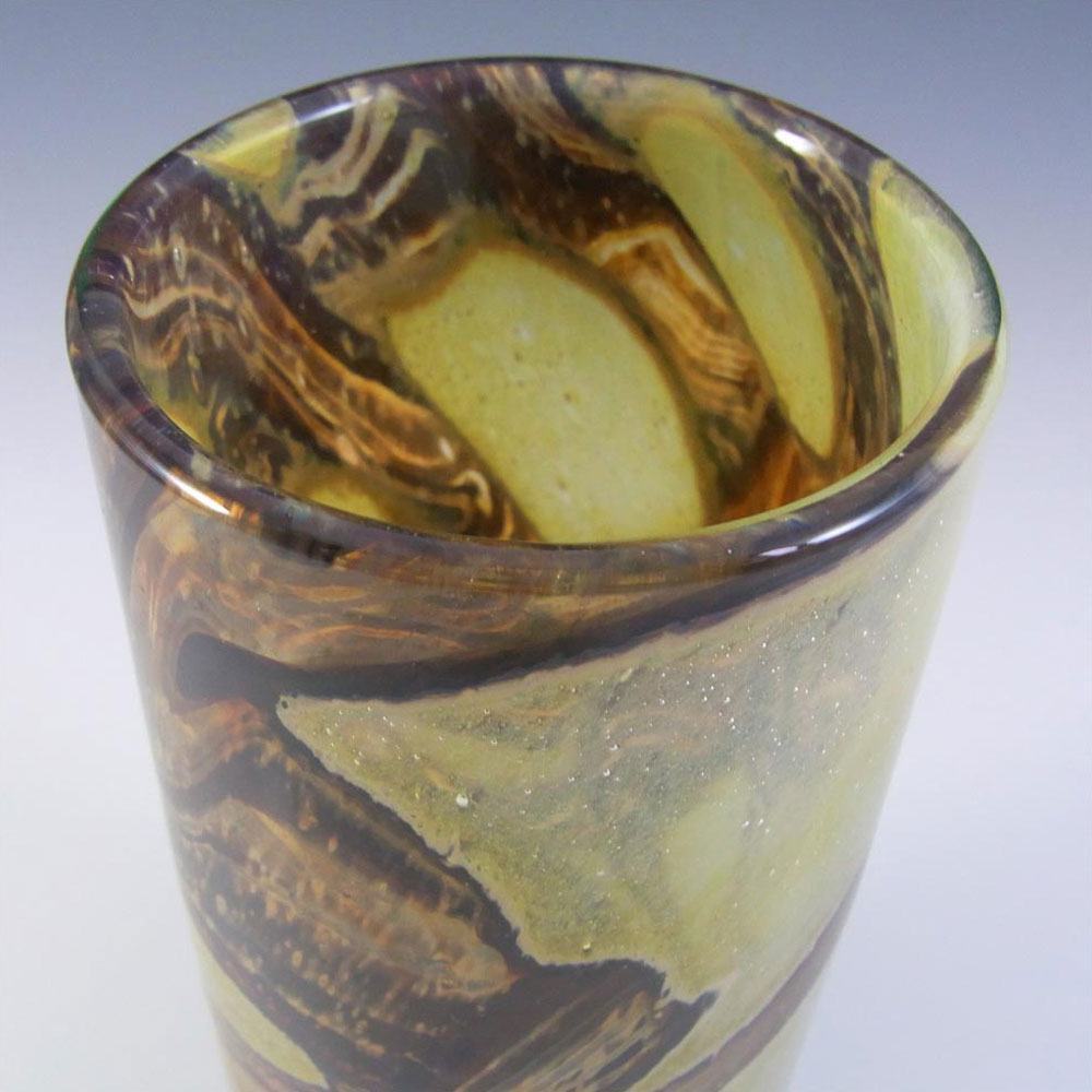 Mdina 'Earthtones' Maltese Brown & Sandy Glass Vase - Signed - Click Image to Close