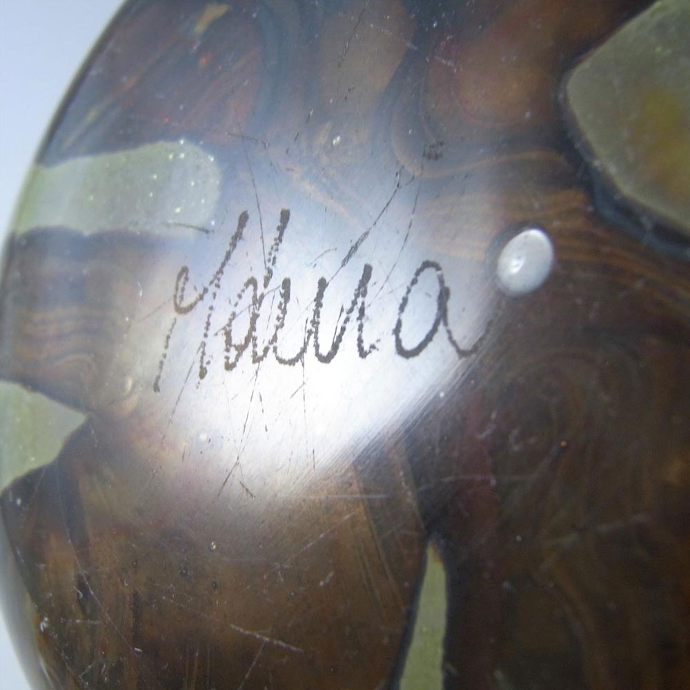 Mdina 'Earthtones' Maltese Brown & Sandy Glass Vase - Signed - Click Image to Close