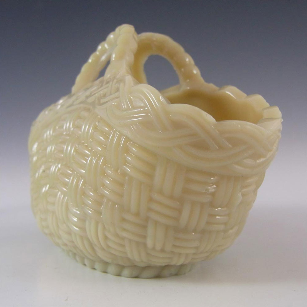 (image for) Antique Victorian Cream Milk Glass Vitro-Porcelain Basket Bowl - Click Image to Close
