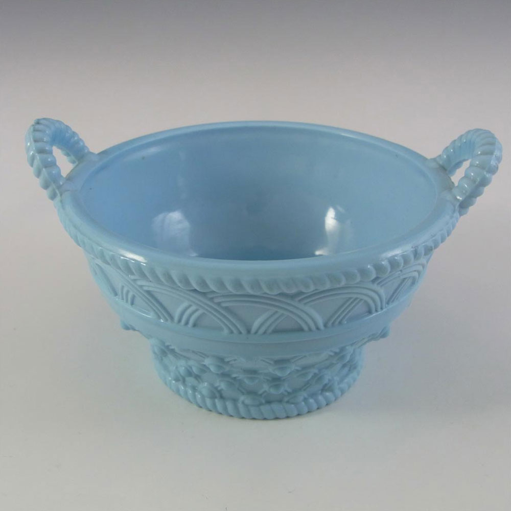 (image for) Antique 1890's Victorian Blue Milk Glass Bowl - Click Image to Close