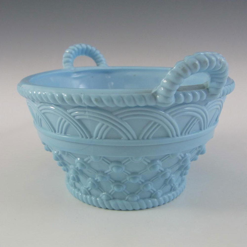 (image for) Antique 1890's Victorian Blue Milk Glass Bowl - Click Image to Close