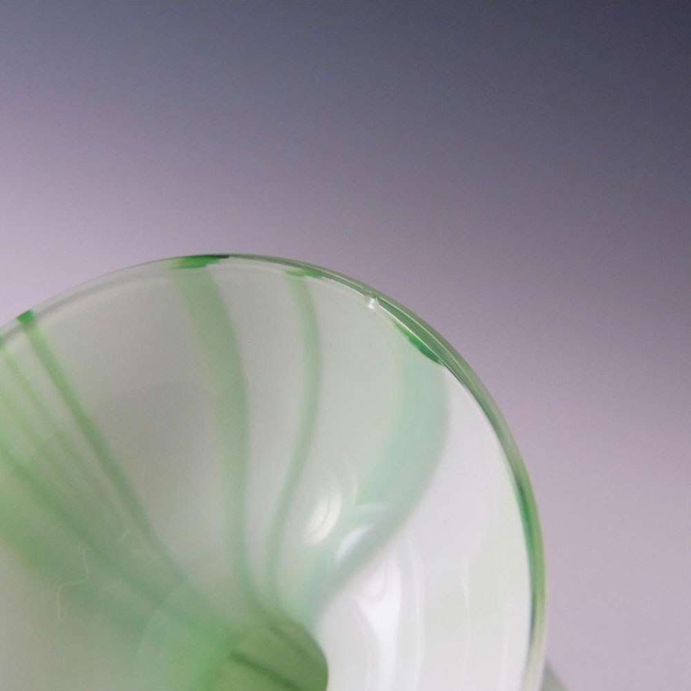 (image for) Carlo Moretti Marbled Green & White Murano Glass Vase - Label - Click Image to Close