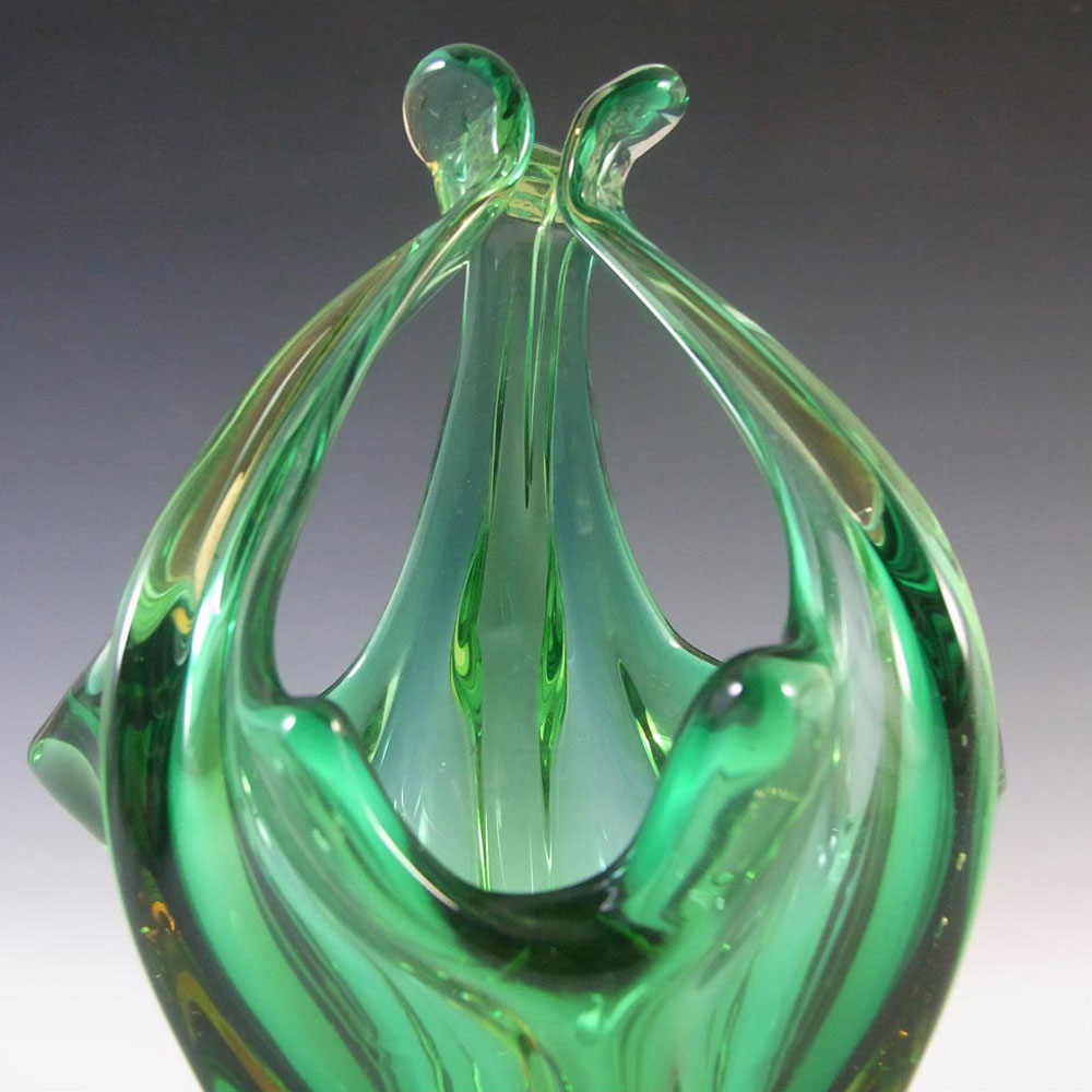 (image for) Cristallo Venezia CCC Murano Green & Amber Sommerso Glass Bowl - Click Image to Close