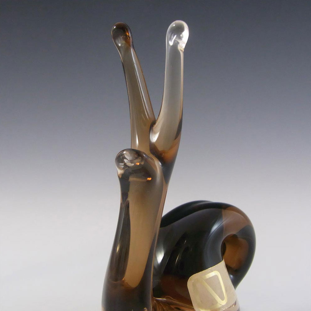(image for) V. Nason & Co Murano Amber Glass Snail Sculpture - Label - Click Image to Close
