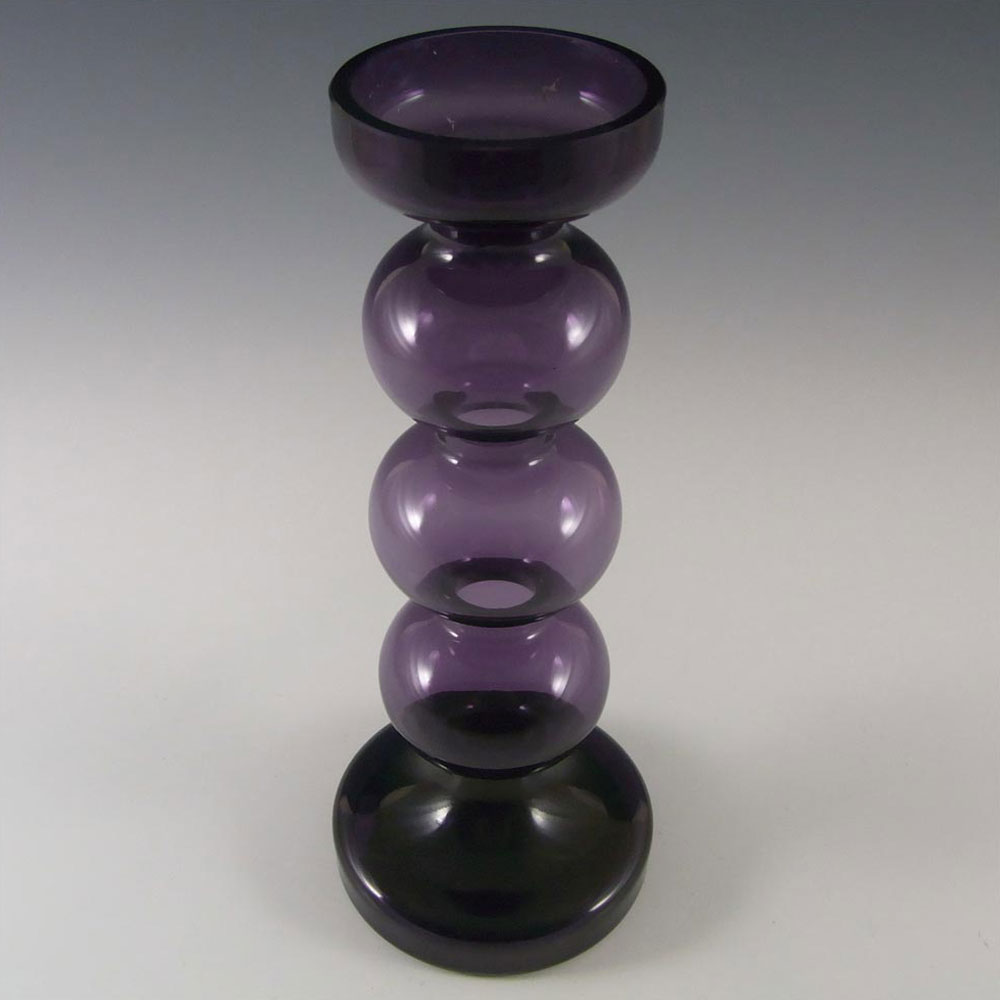 Alfred Taube German Purple Hooped Glass Vase / Candlestick - Click Image to Close