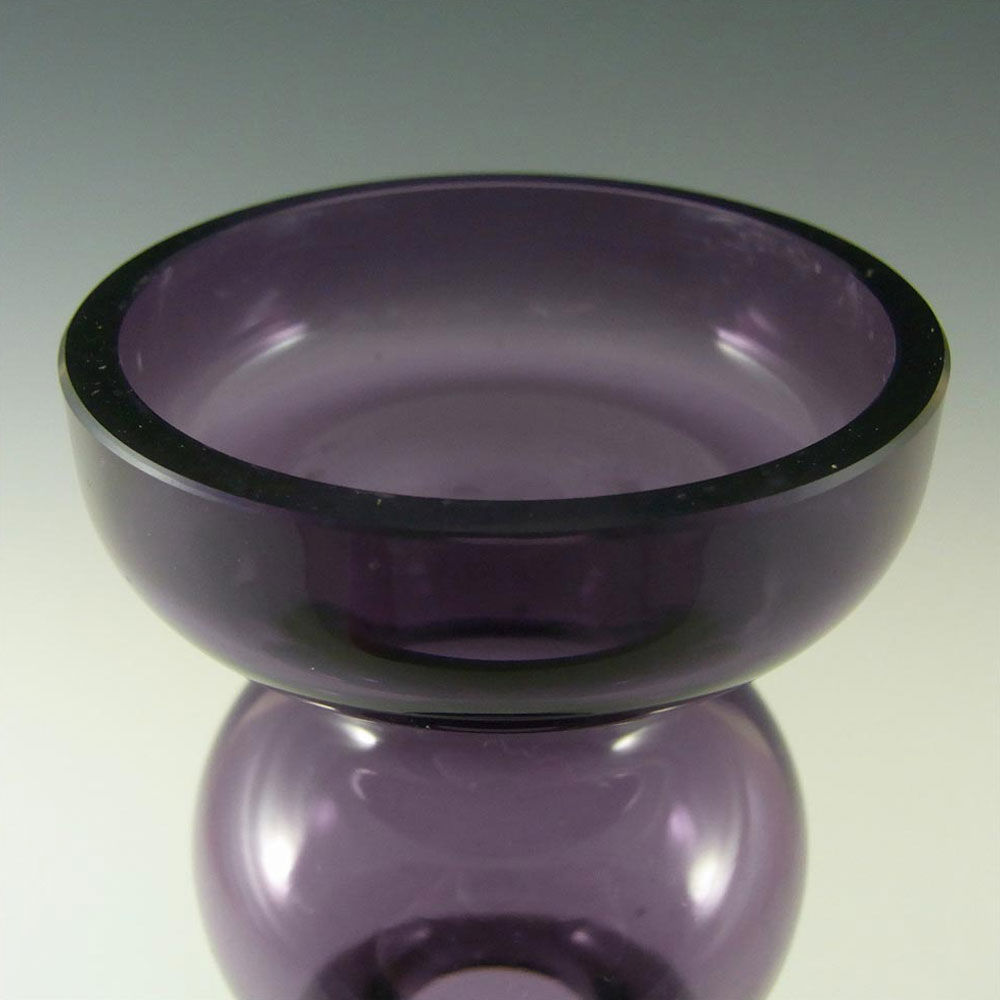 Alfred Taube German Purple Hooped Glass Vase / Candlestick - Click Image to Close