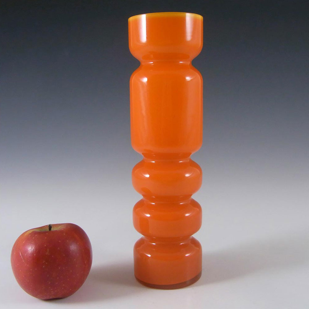 (image for) Ryd Scandinavian / Swedish Orange Cased Glass Hooped Vase - Click Image to Close