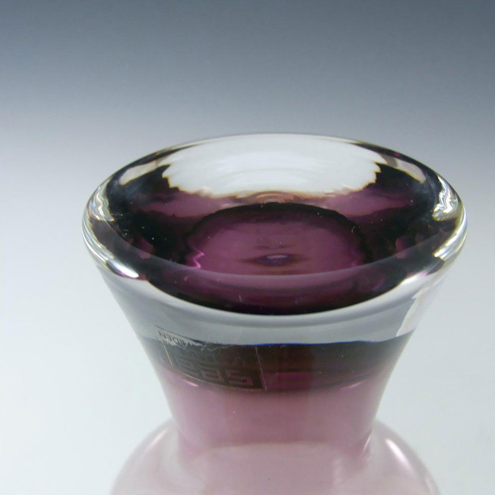 Sea Glasbruk 1970s Swedish Purple Glass Vase - Labelled #2 - Click Image to Close