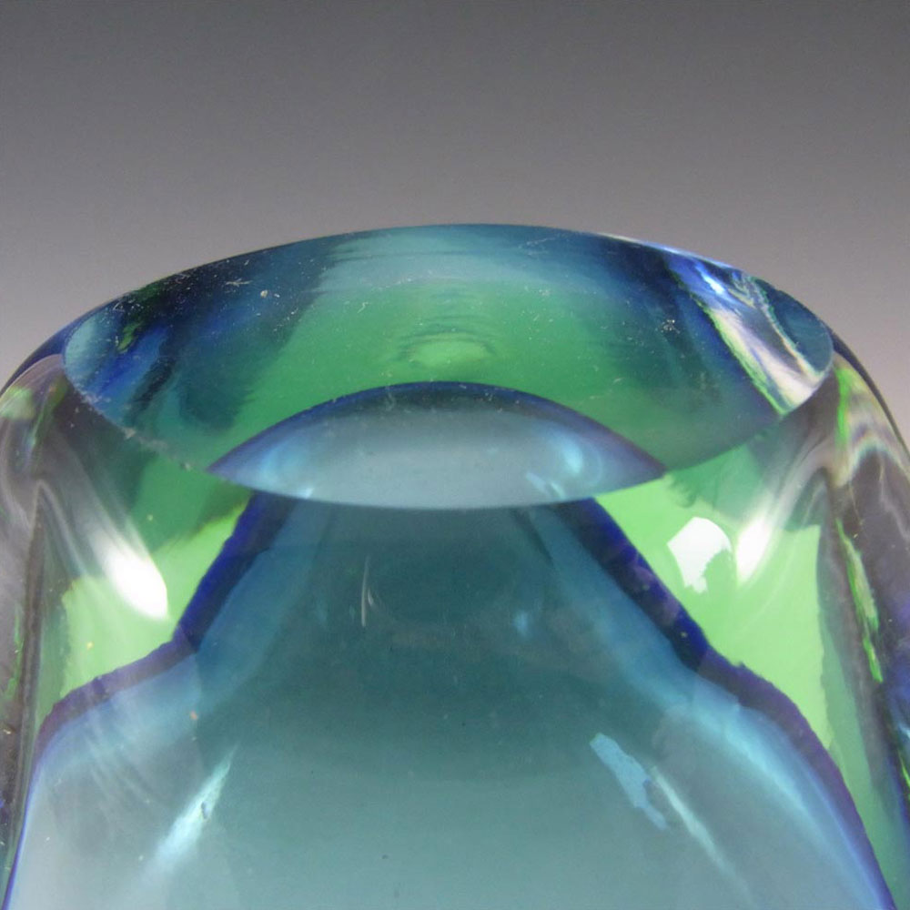 (image for) Murano/Venetian Blue & Green Sommerso Glass Basket Vase - Click Image to Close