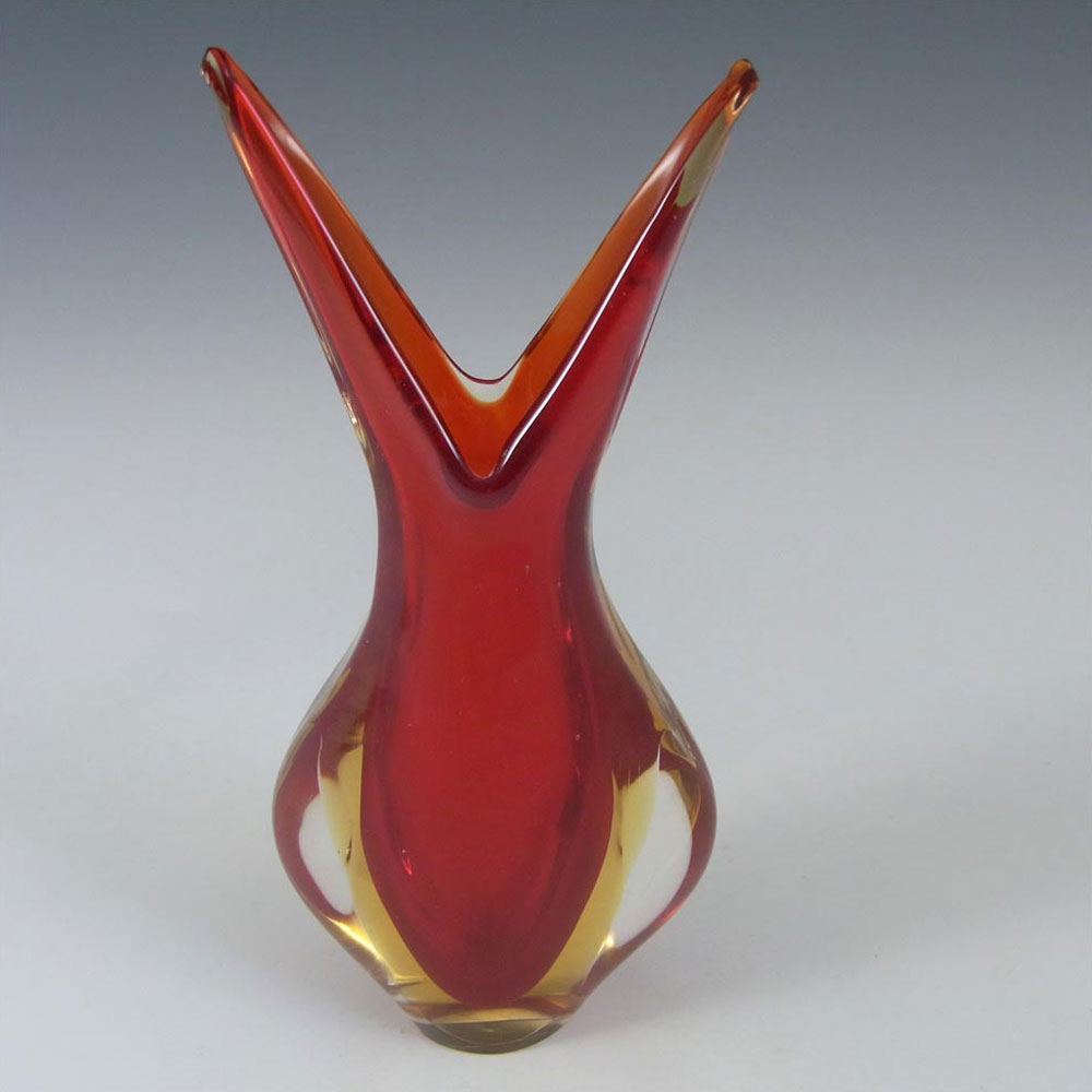(image for) Murano/Venetian Red & Amber Sommerso Glass Vase #3 - Click Image to Close