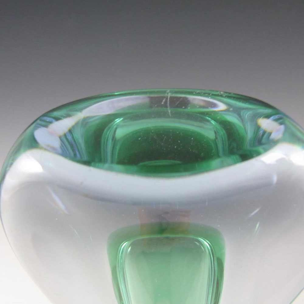 Galliano Ferro Murano Sommerso Green & Blue Glass Stem Vase - Click Image to Close