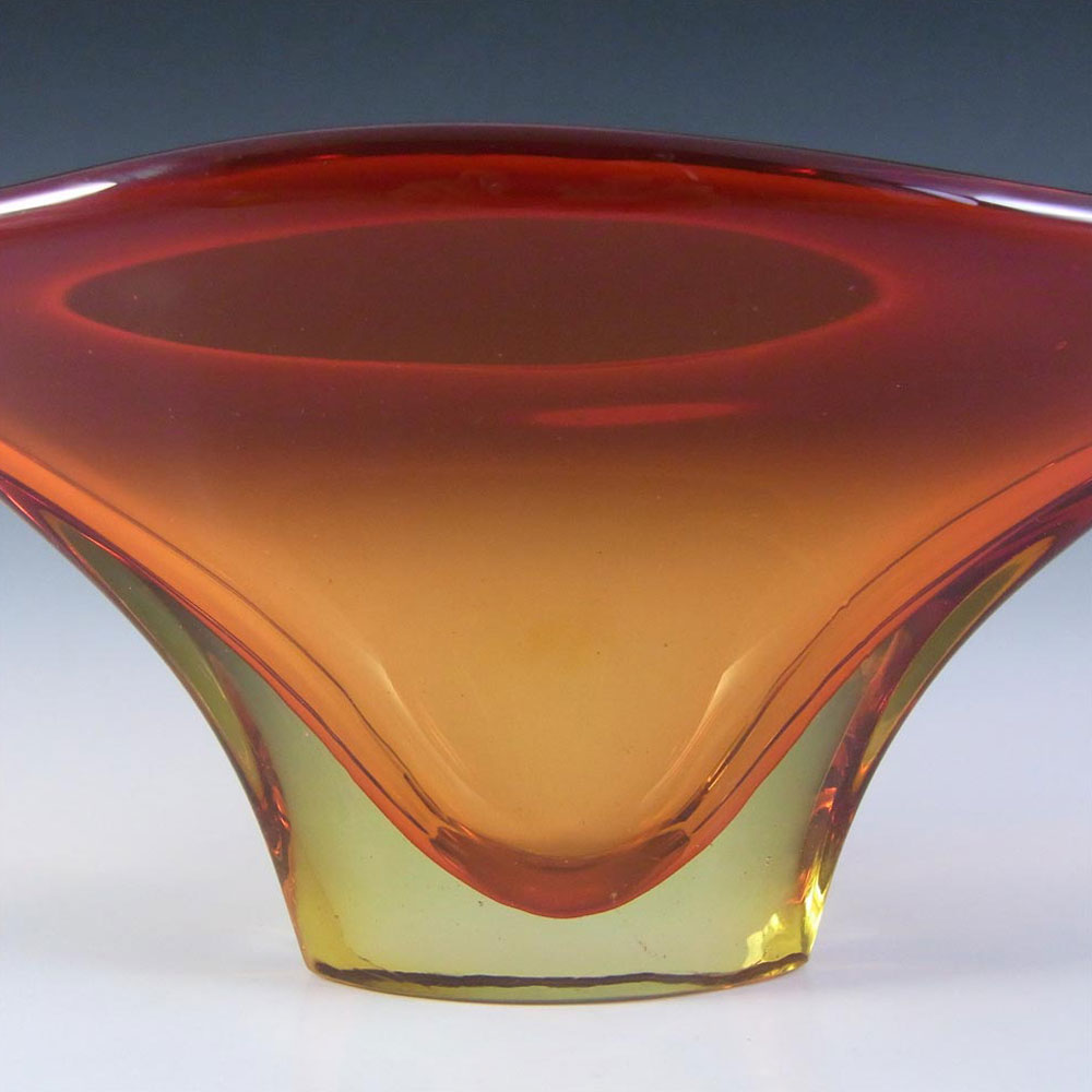 (image for) Murano Red & Amber Sommerso Glass Organic Sculpture Bowl #2 - Click Image to Close