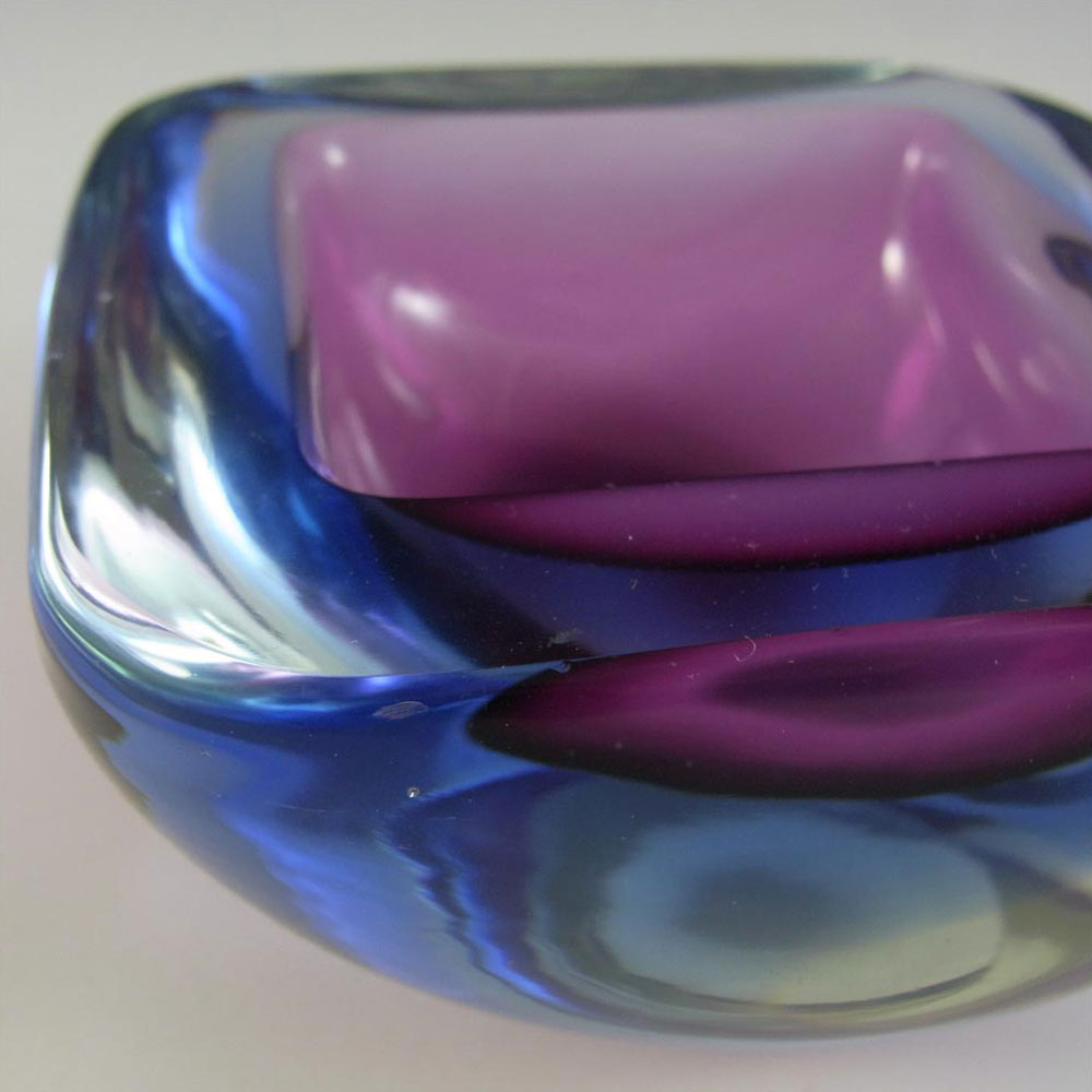 (image for) Murano Geode Purple & Blue Sommerso Glass Square Bowl - Click Image to Close