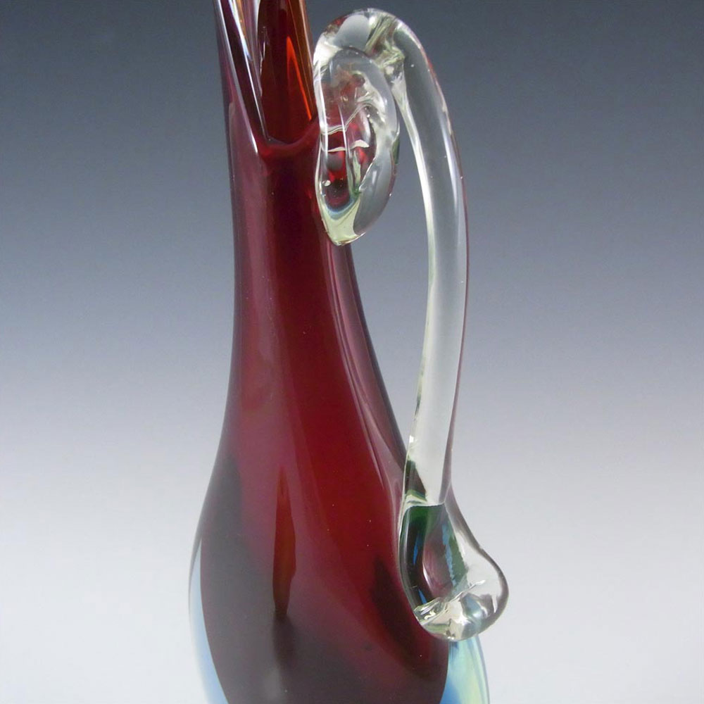 (image for) Murano/Venetian Red & Blue Sommerso Glass Vase/Jug - Click Image to Close