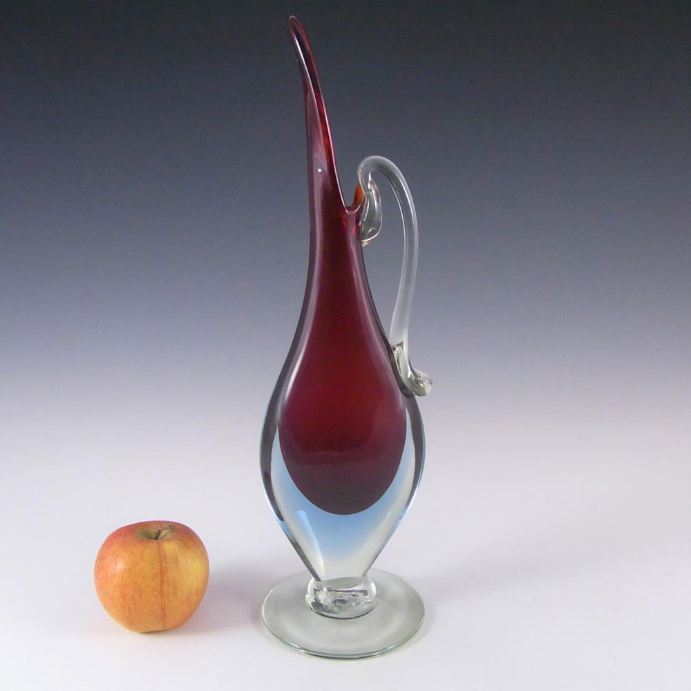 (image for) Murano/Venetian Red & Blue Sommerso Glass Vase/Jug - Click Image to Close