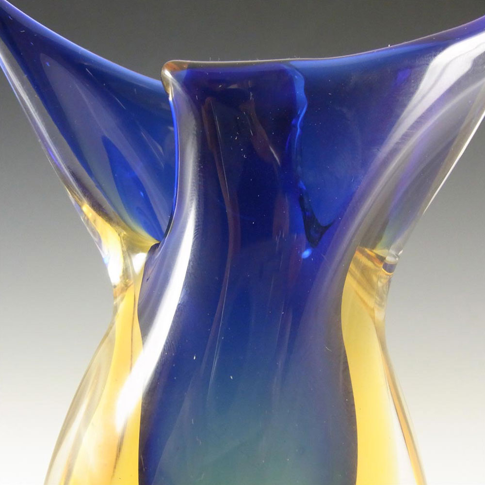 (image for) Murano/Venetian 1950's Blue & Amber Sommerso Glass Vase - Click Image to Close
