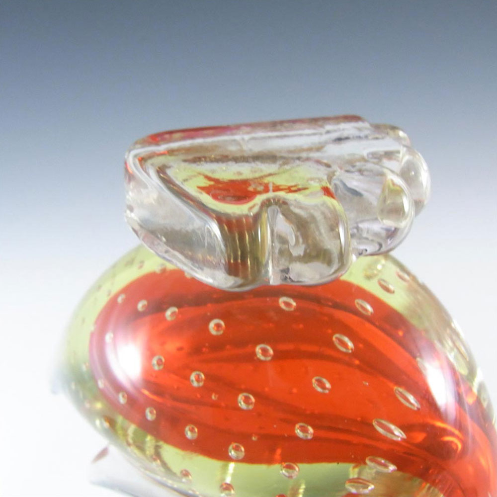 Murano/Venetian Red & Uranium Green Sommerso Glass Swan - Click Image to Close