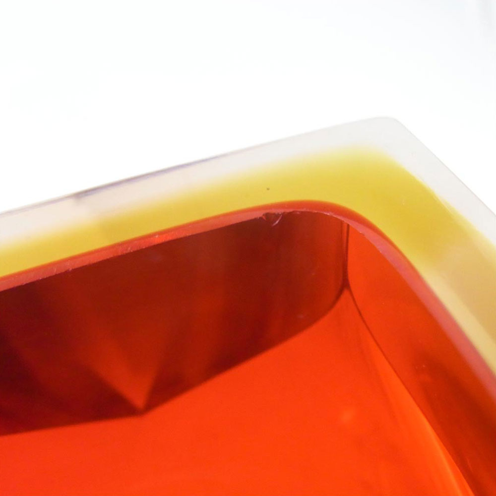 (image for) Murano Faceted Red & Orange Sommerso Glass Block Bowl - Click Image to Close