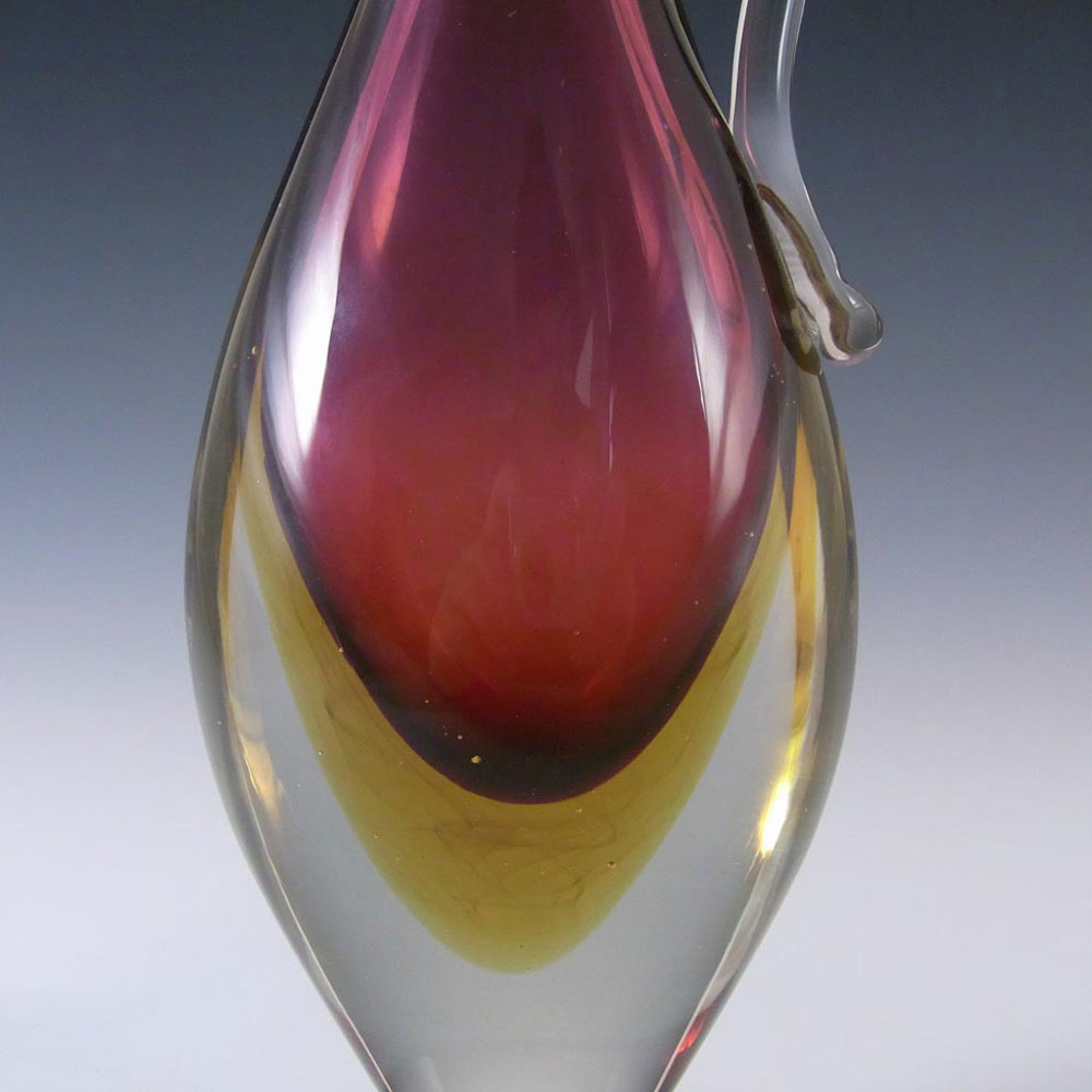 (image for) Murano/Venetian Pink & Amber Sommerso Glass Vase/Jug - Click Image to Close