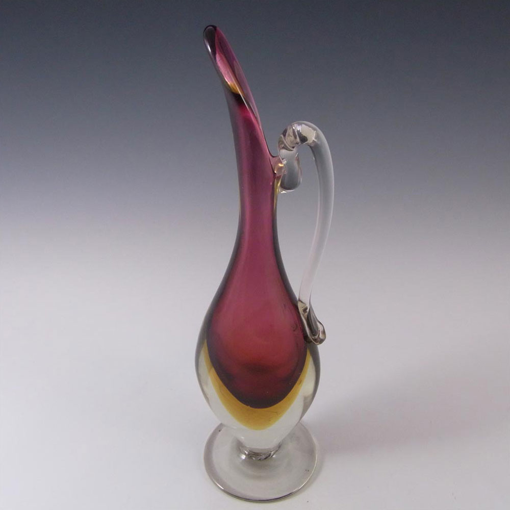 (image for) Murano/Venetian Pink & Amber Sommerso Glass Vase/Jug - Click Image to Close