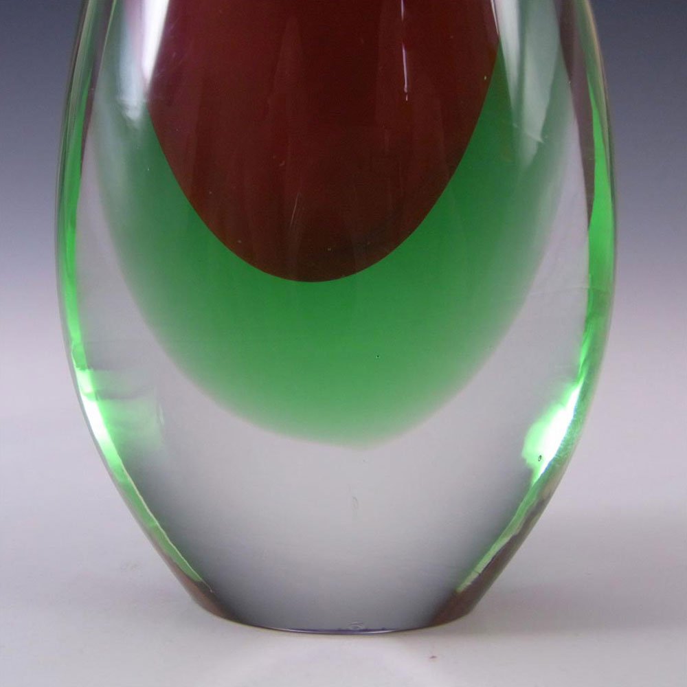 (image for) Murano/Venetian Red & Green Sommerso Glass Vase - Click Image to Close