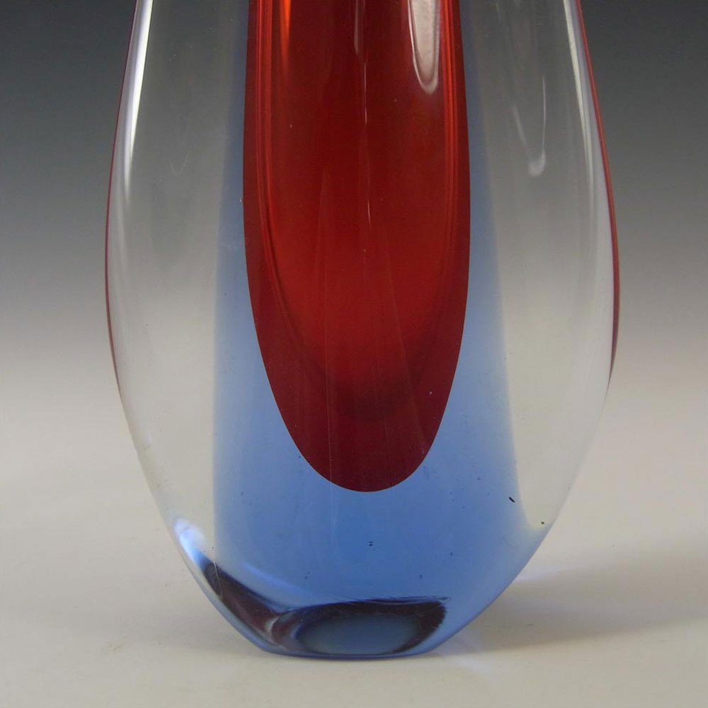 Galliano Ferro Murano Sommerso Red & Blue Glass Stem Vase - Click Image to Close