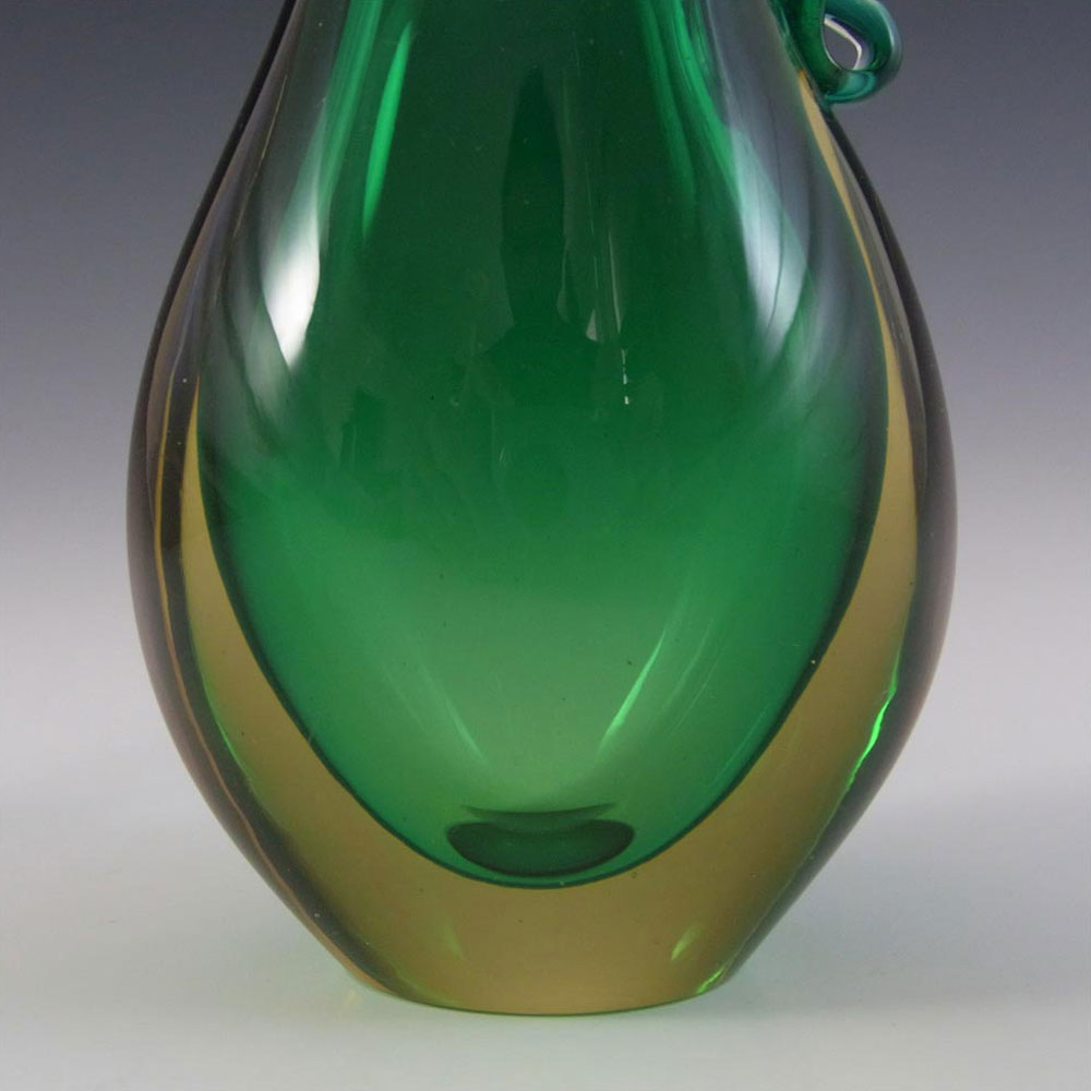 (image for) Murano Italian Green & Amber Sommerso Cased Glass Vase - Click Image to Close
