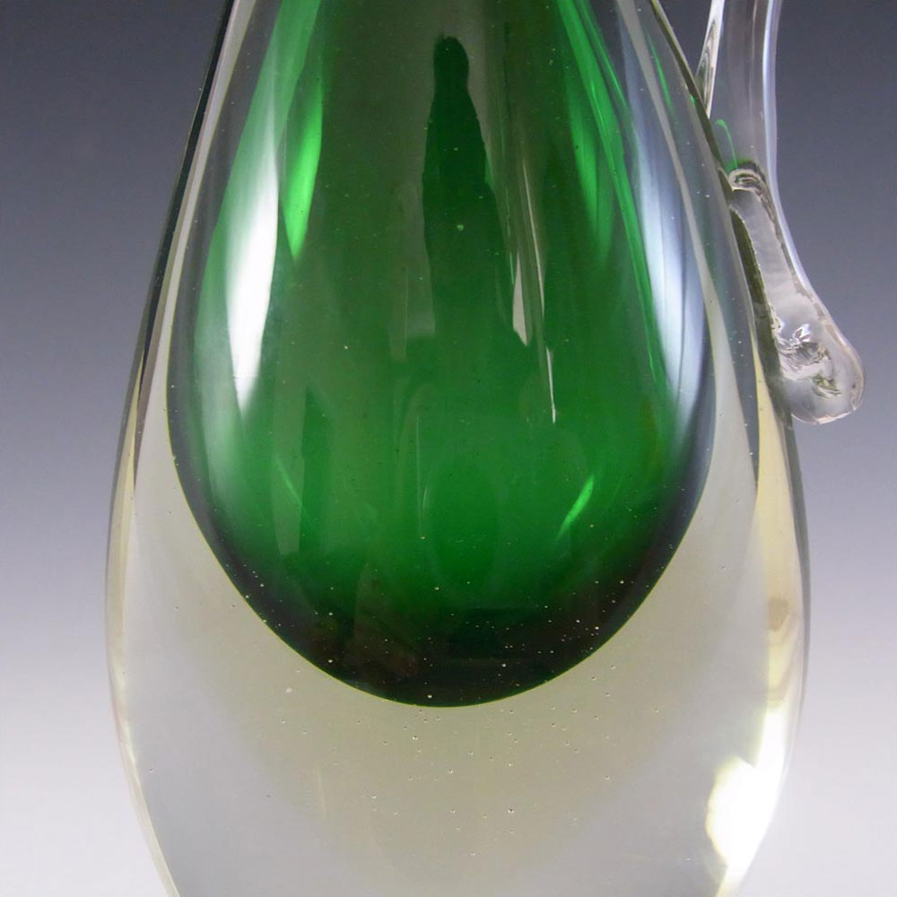 Murano/Venetian Green & Yellow Sommerso Glass Vase/Jug - Click Image to Close