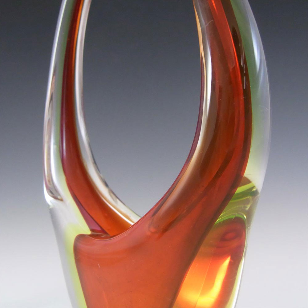 (image for) Murano/Venetian Red & Uranium Sommerso Glass Basket Vase - Click Image to Close