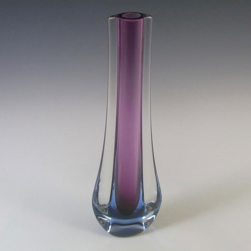 Galliano Ferro Murano Sommerso Purple & Blue Glass Stem Vase - Click Image to Close