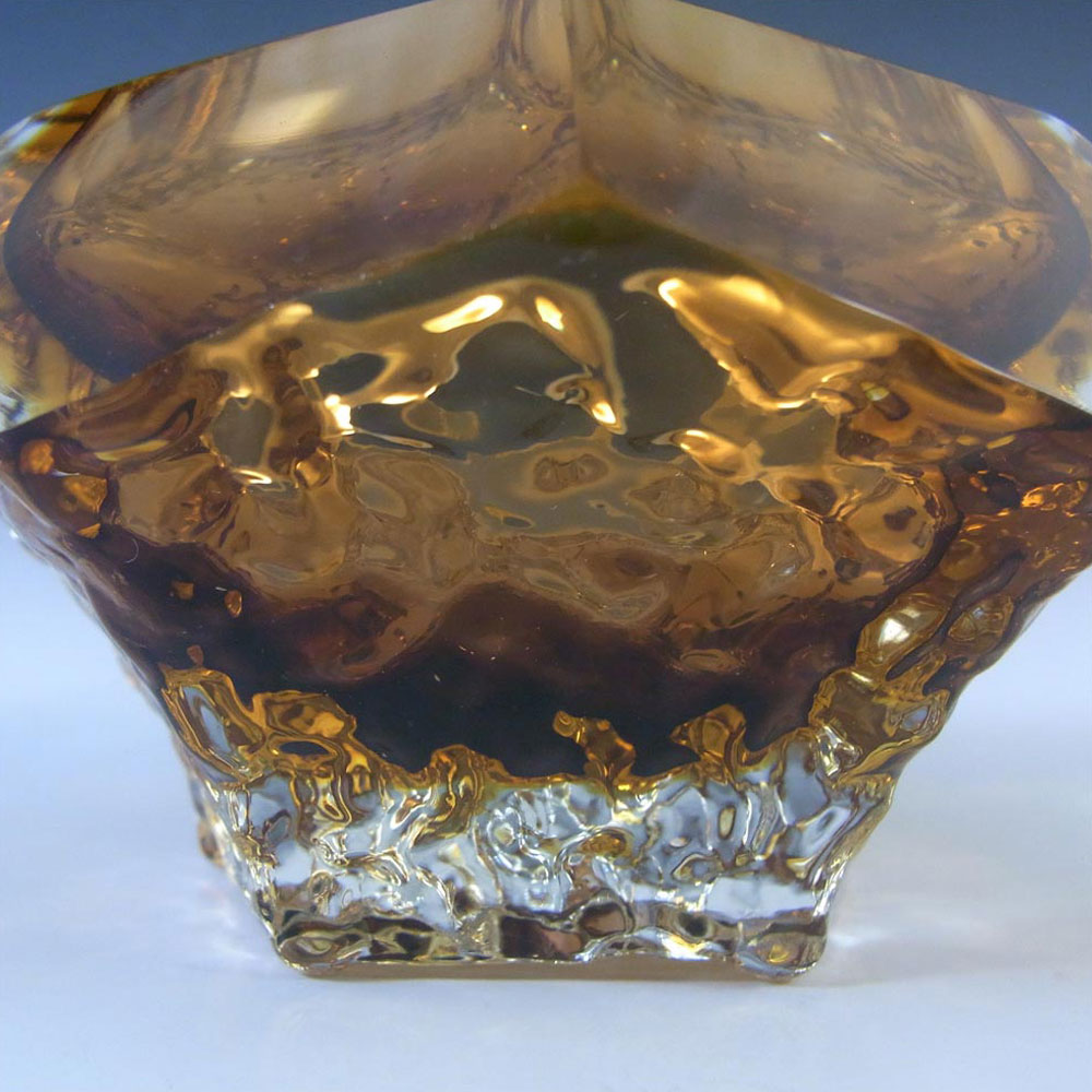 Mandruzzato Murano/Sommerso Textured Amber Glass Bowl - Click Image to Close