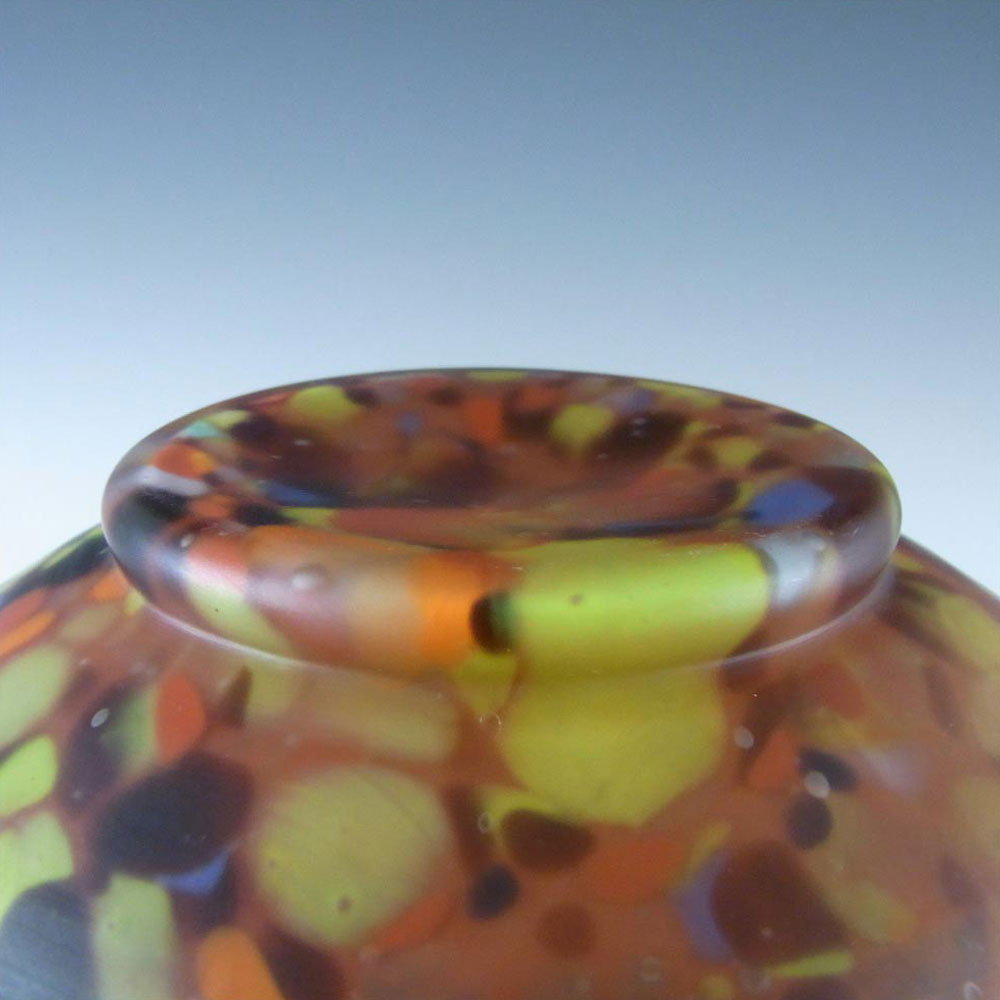Czech Red & Multicoloured Spatter/Splatter Glass Vase - Click Image to Close