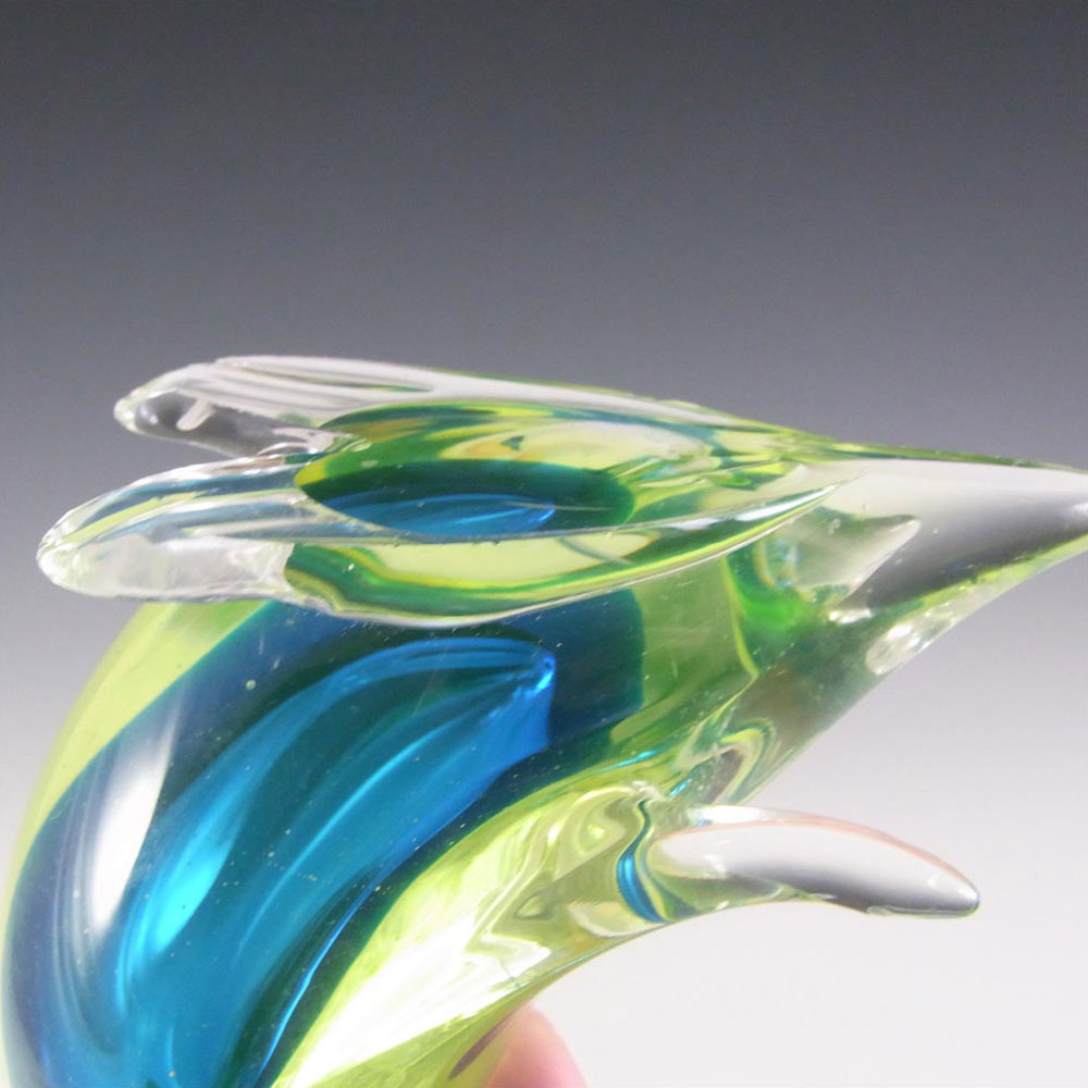(image for) Murano/Sommerso Blue & Uranium Cased Glass Swan Sculpture - Click Image to Close