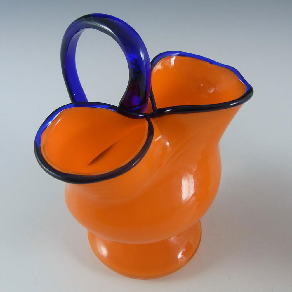 (image for) Pair Czech 1930's/40's Orange & Blue Glass Tango Vases/Vase - Click Image to Close