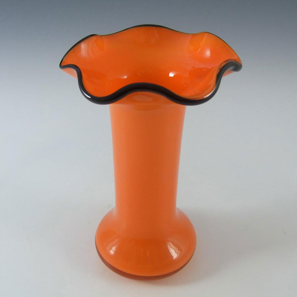 Czech 1930's/40's Orange & Black Glass Tango Vase #3 - Click Image to Close