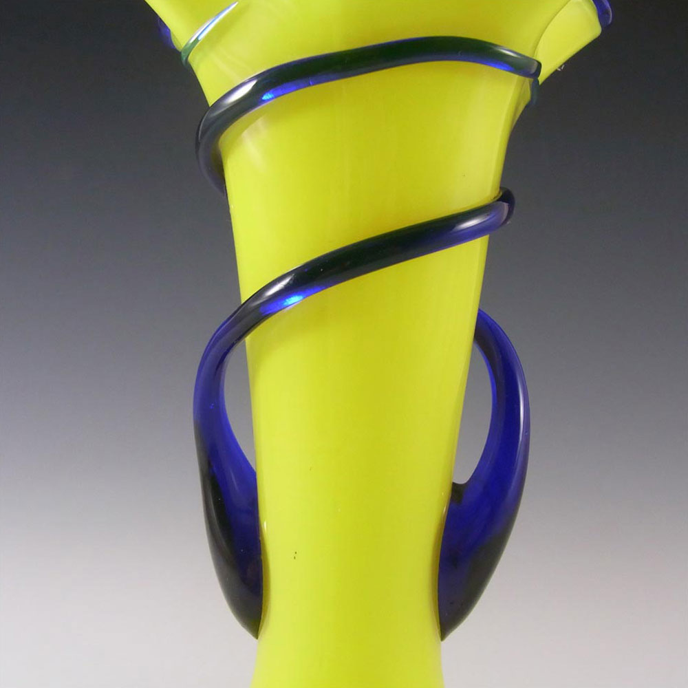Czech 1930's/40's Yellow & Blue Glass Tango Vase #1 - Click Image to Close