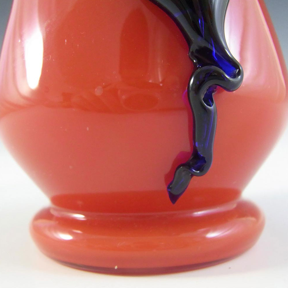 Czech 1930's/40's Red & Blue Glass Tango Vase - Click Image to Close