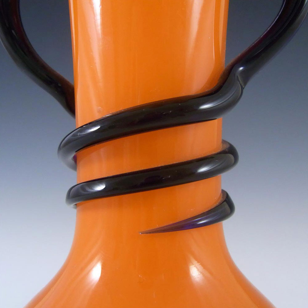Czech 1930's/40's Orange & Black Glass Tango Vase - Click Image to Close