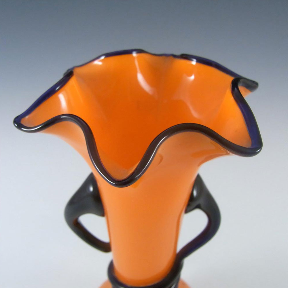 (image for) Czech 1930's/40's Orange & Black Glass Tango Vase - Click Image to Close