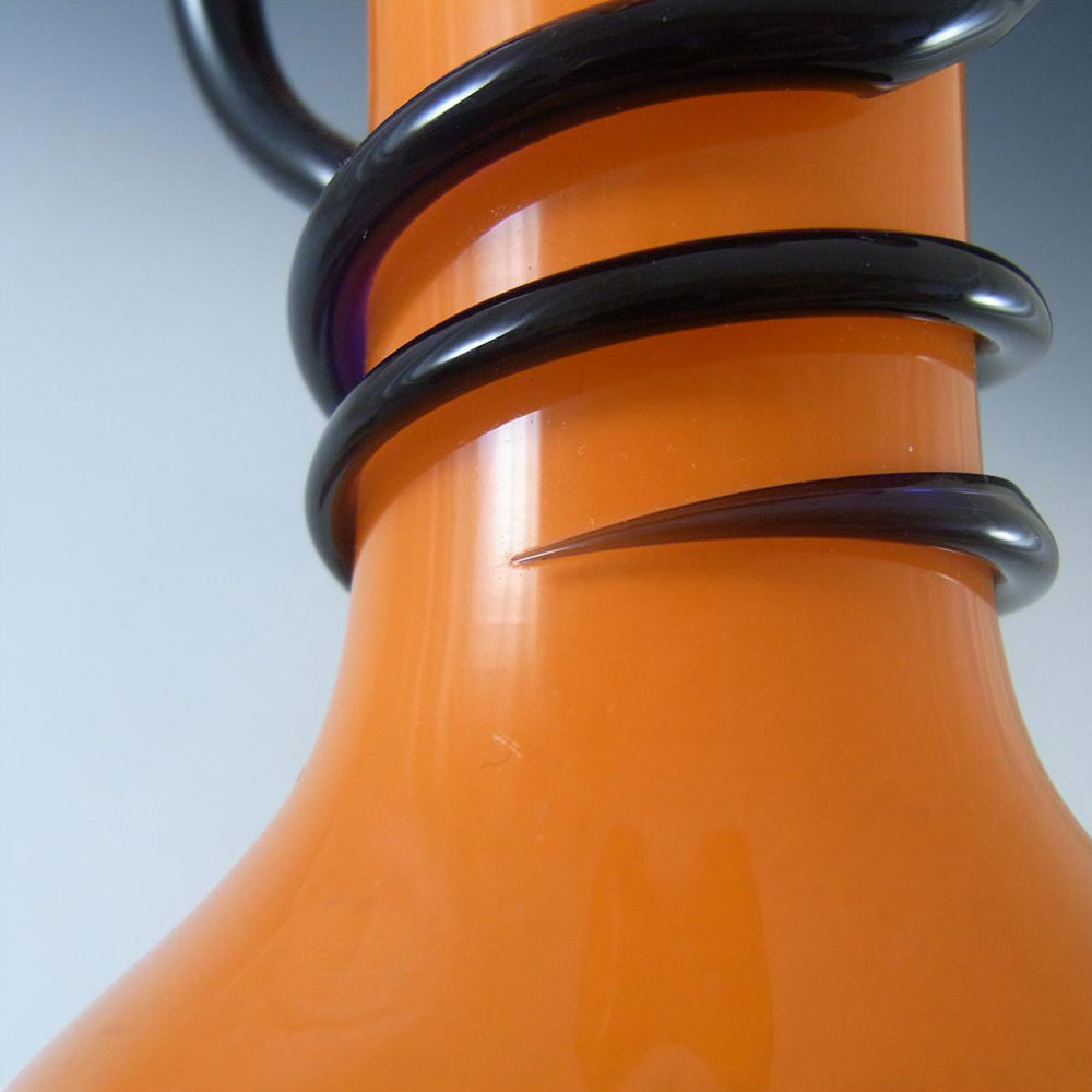 (image for) Czech 1930's/40's Orange & Black Glass Tango Vase - Click Image to Close