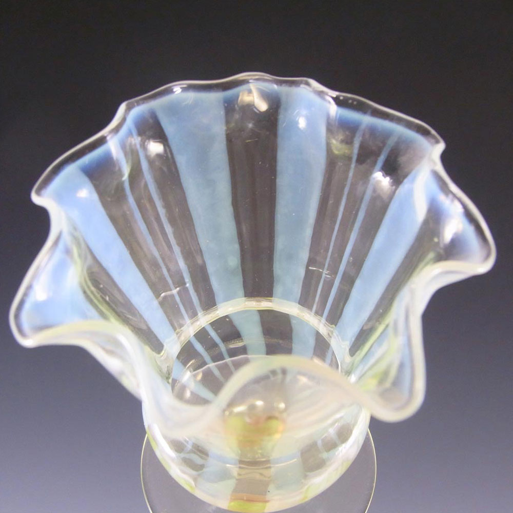 Victorian 1890s Vaseline / Uranium & Opalescent Glass + Vase - Click Image to Close